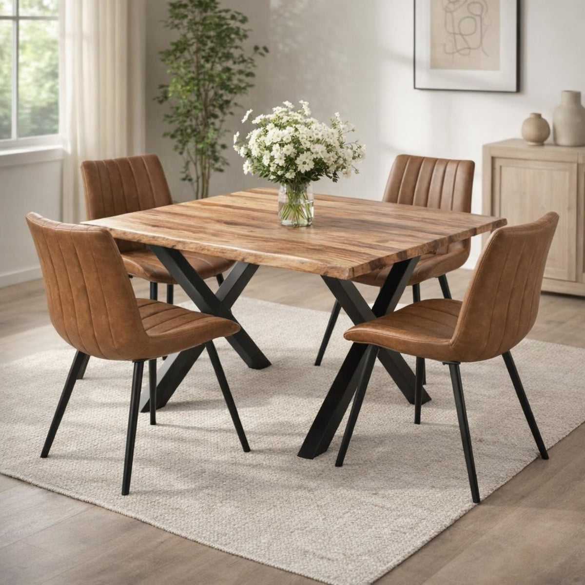 Malmo Tan Swivel Dining Chair