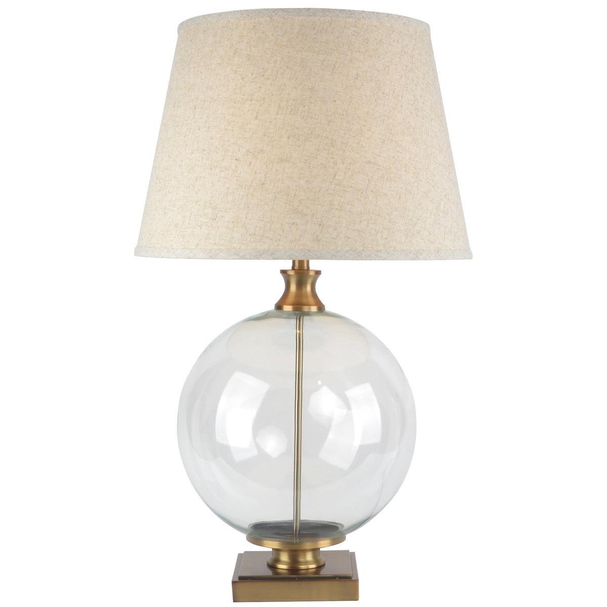 Lunel Glass Orb Table Lamp With Edged Linen Shade - view 2