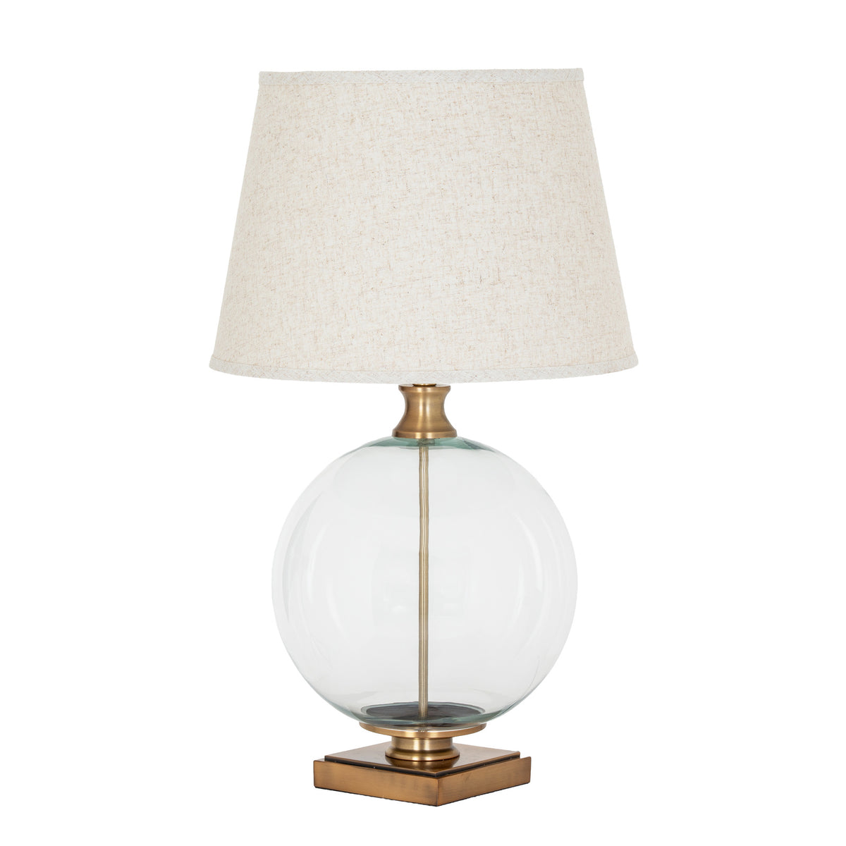 Lunel Glass Orb Table Lamp With Edged Linen Shade - view 3