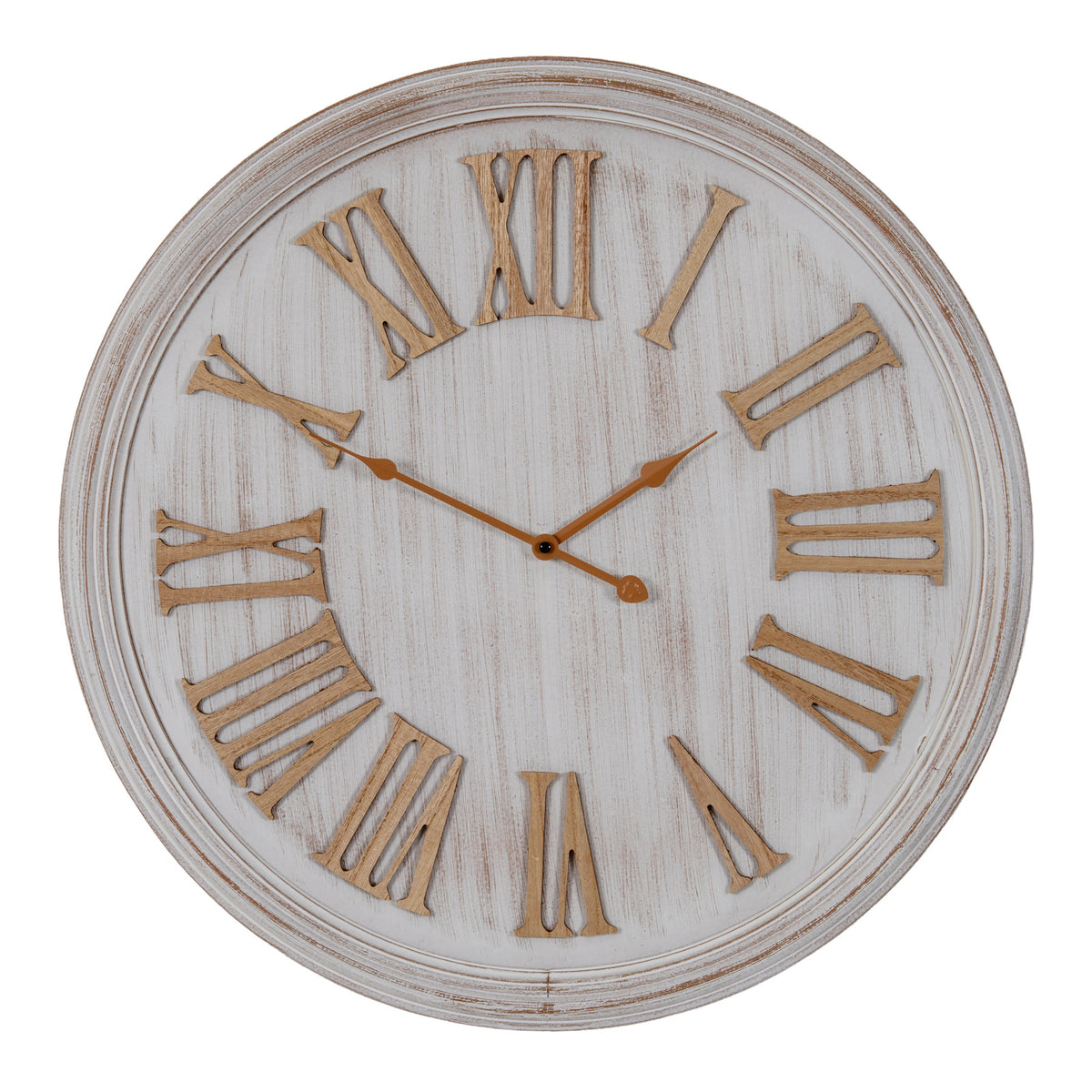White Wash Clock With Wooden Numerals - view 2