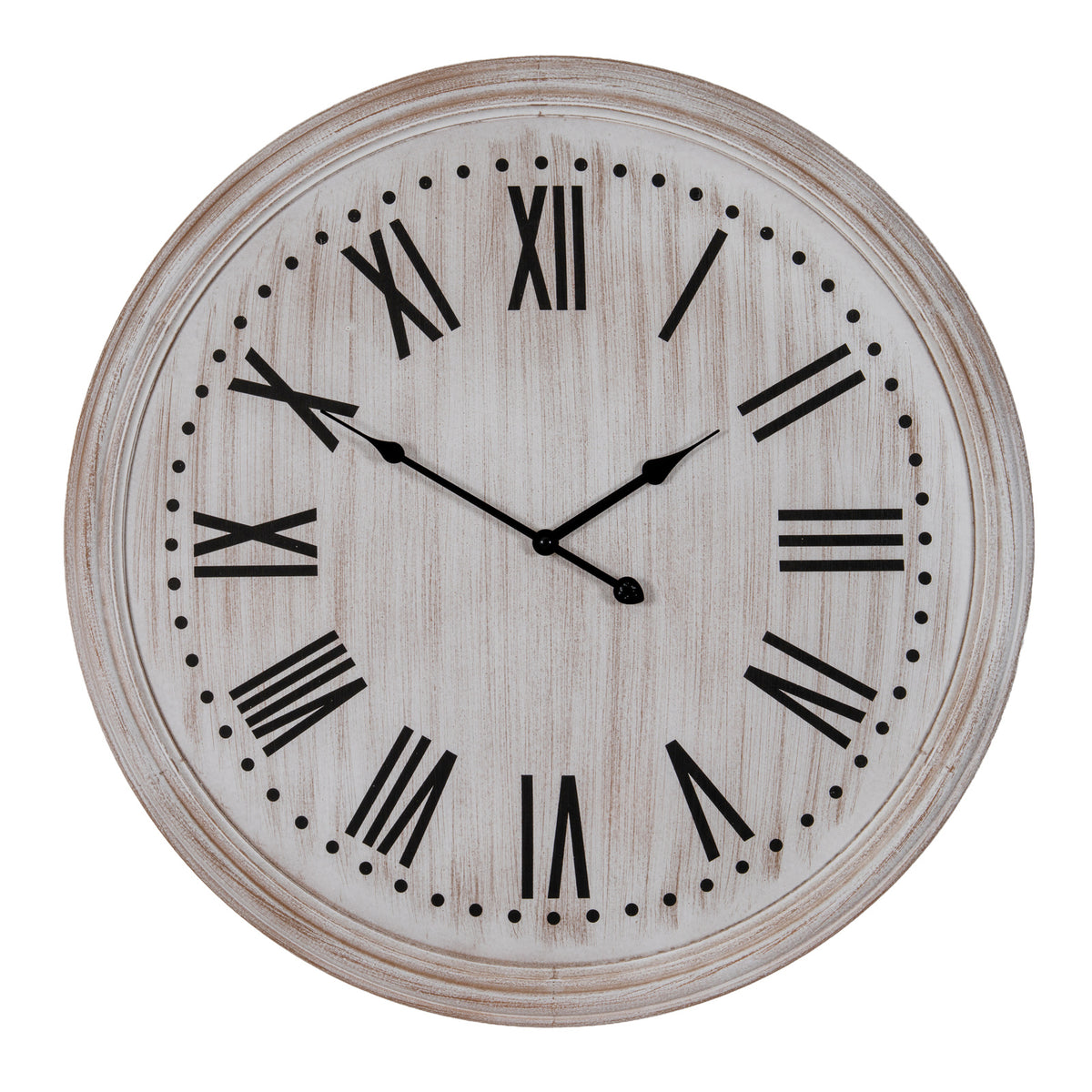 White Wash Clock With Black Numerals - view 2