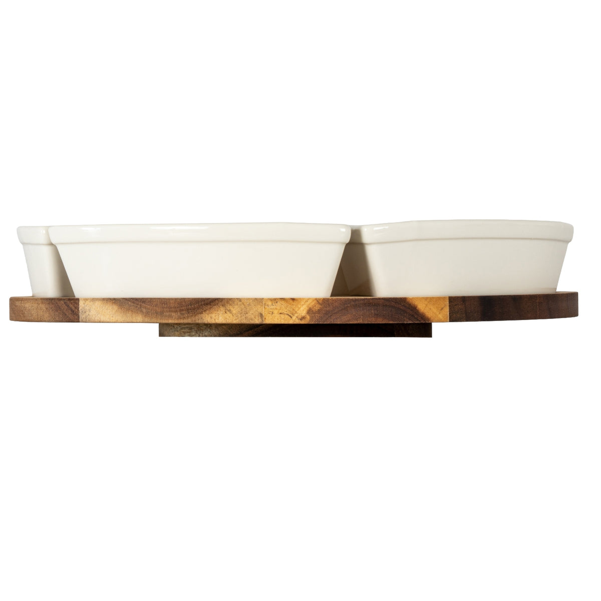 Acacia Lazy Susan Including Ceramic Serving Bowls - view 3