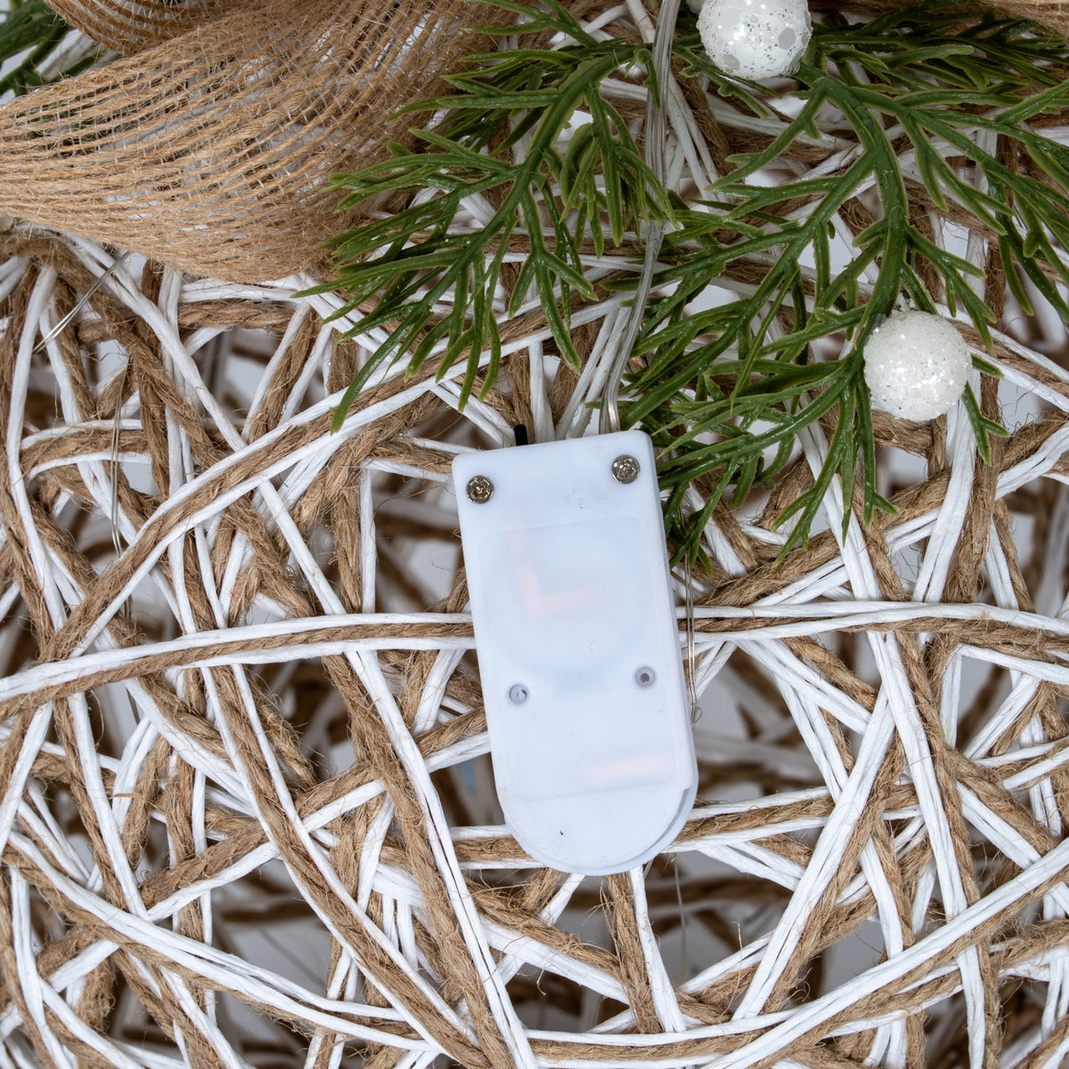 Large LED White Rattan Bauble With Branches And Ribbon - view 3