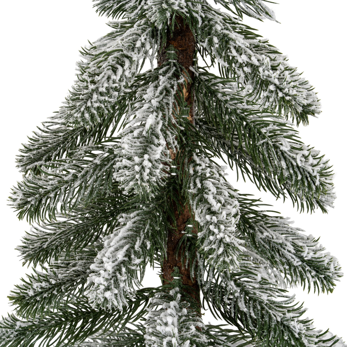 Medium Snowy Pine Tree on Wooden Stand - view 2