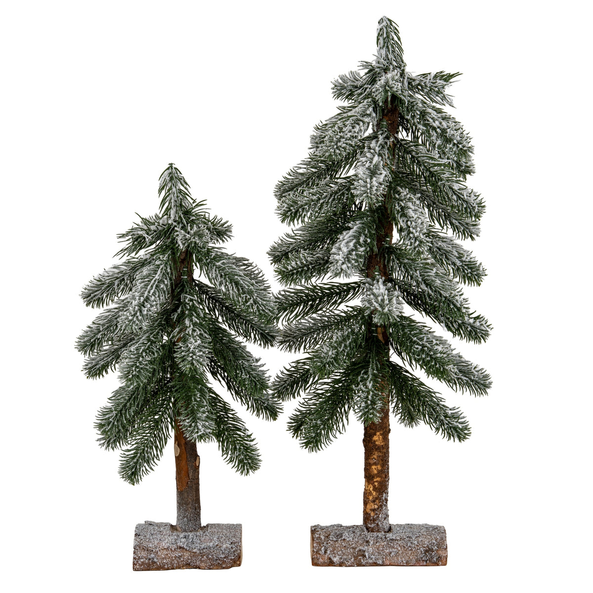 Small Snowy Pine Tree on Wooden Stand - view 3