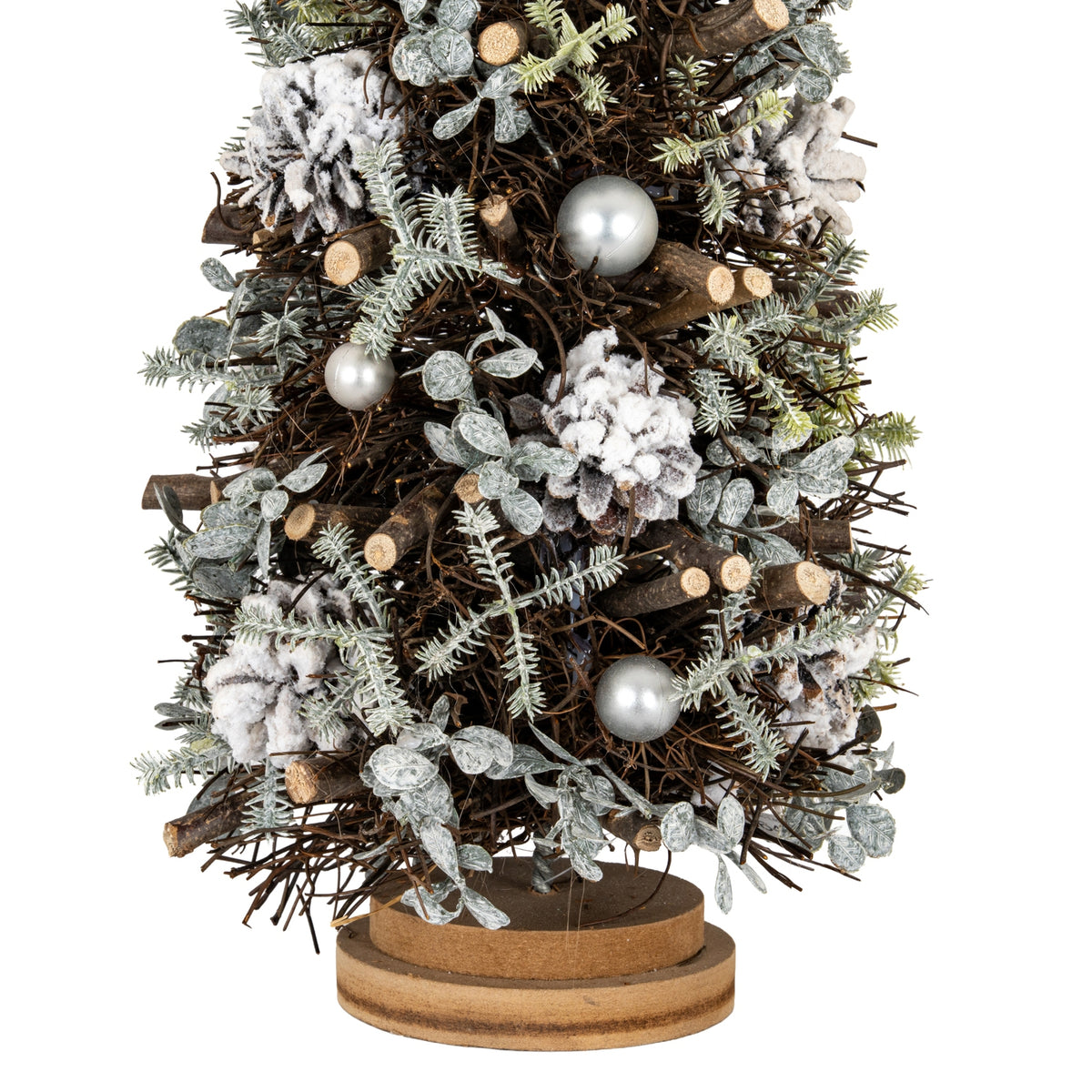 Large Frosted Forest Tree with Pinecones and Pearls - view 2