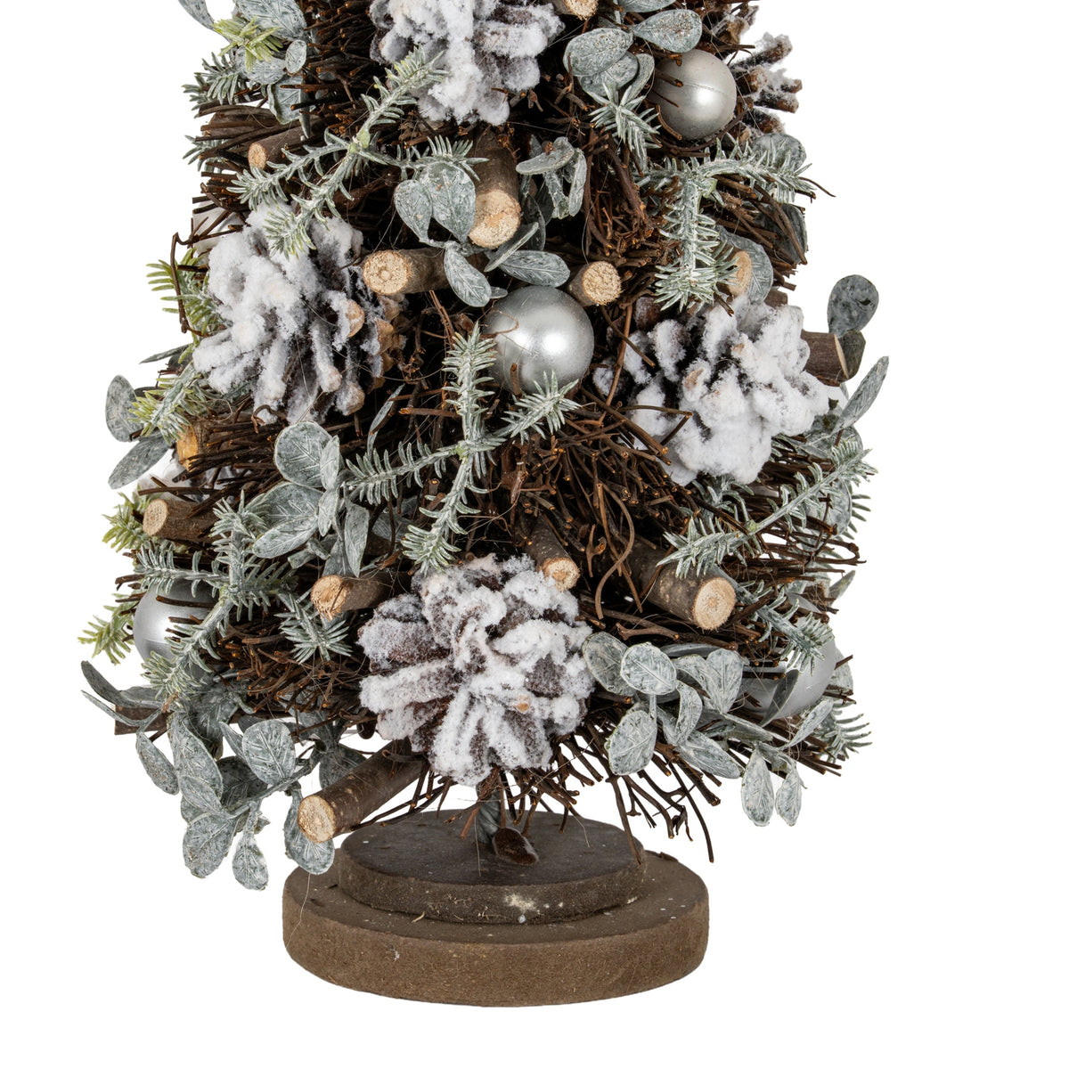 Medium Frosted Forest Tree with Pinecones and Pearls - view 2