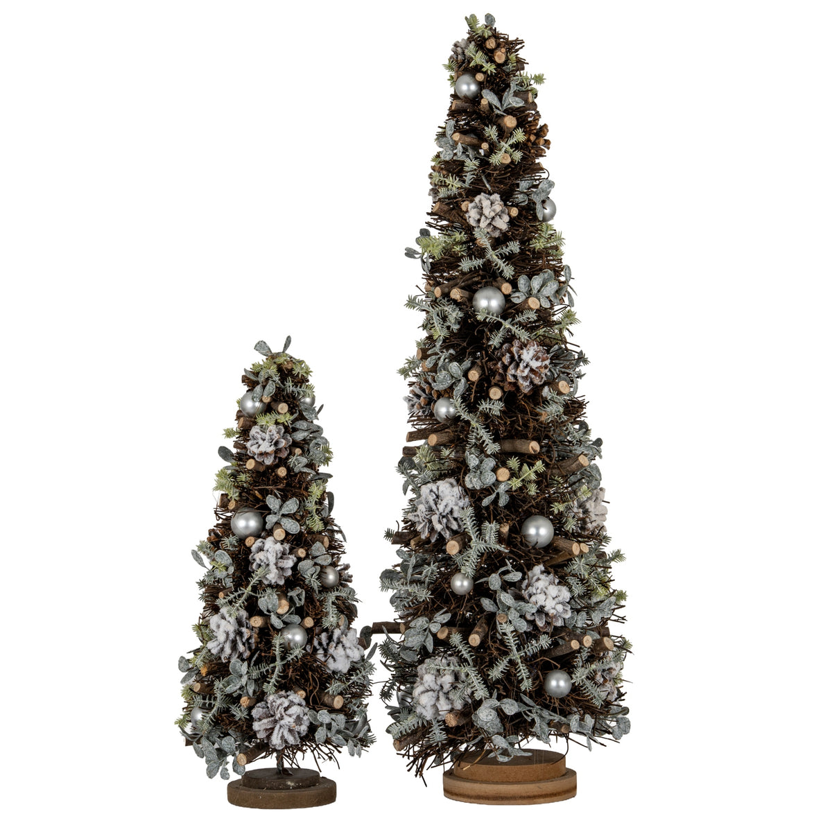Medium Frosted Forest Tree with Pinecones and Pearls - view 3