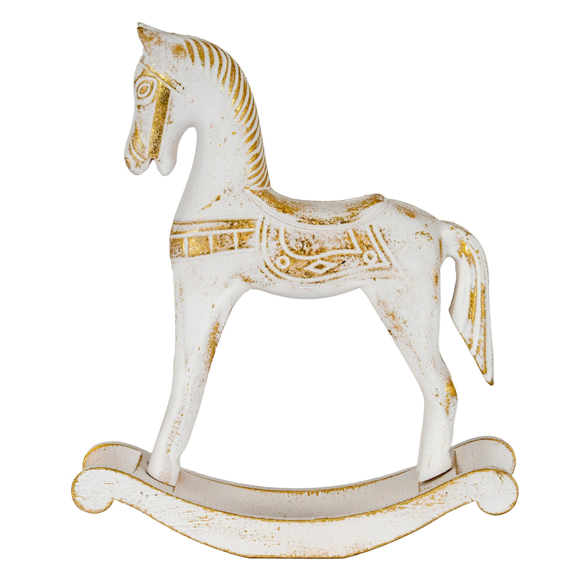 Small Whitewashed Wooden Rocking Horse - view 2