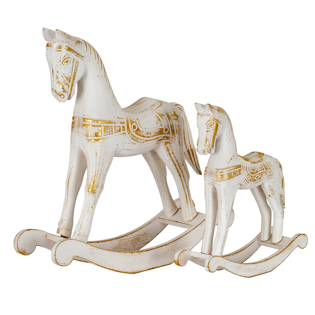 Large Whitewashed Wooden Rocking Horse - view 4